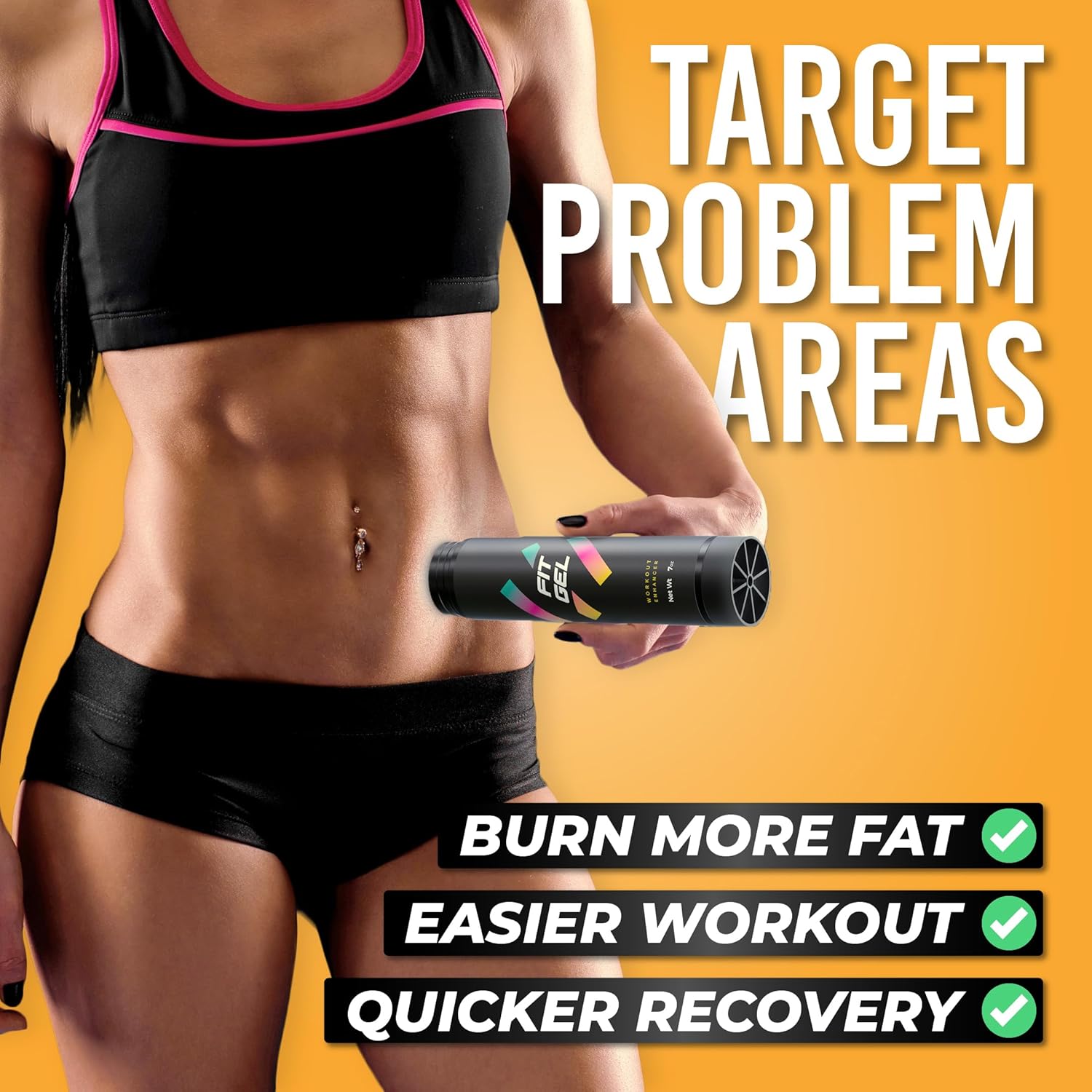  Burn Boost Body Sculpt Sweat Gel (Improved Formula) Hot Cream Target Tummy Belly, Sweet Scent, Easy Applicator Stick